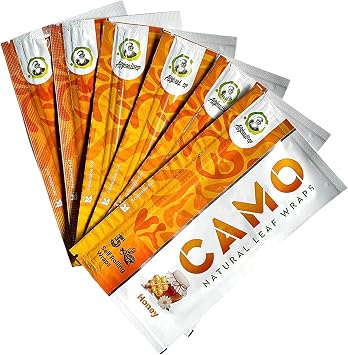 6 Packs CAMO Natural Leaf Wraps Honey 30 Sheets with an Official Camo Cones Sticker