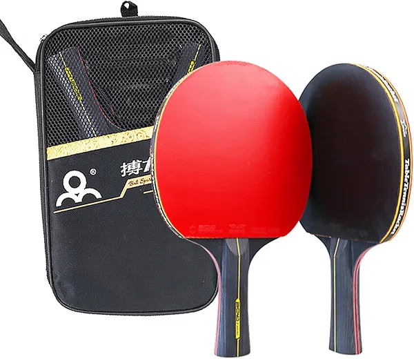 6 Star Ping Pong Paddles, 7-Ply Blade, Premium Rubber, Advanced Training Table Tennis Rackets/Bats with Carry Case