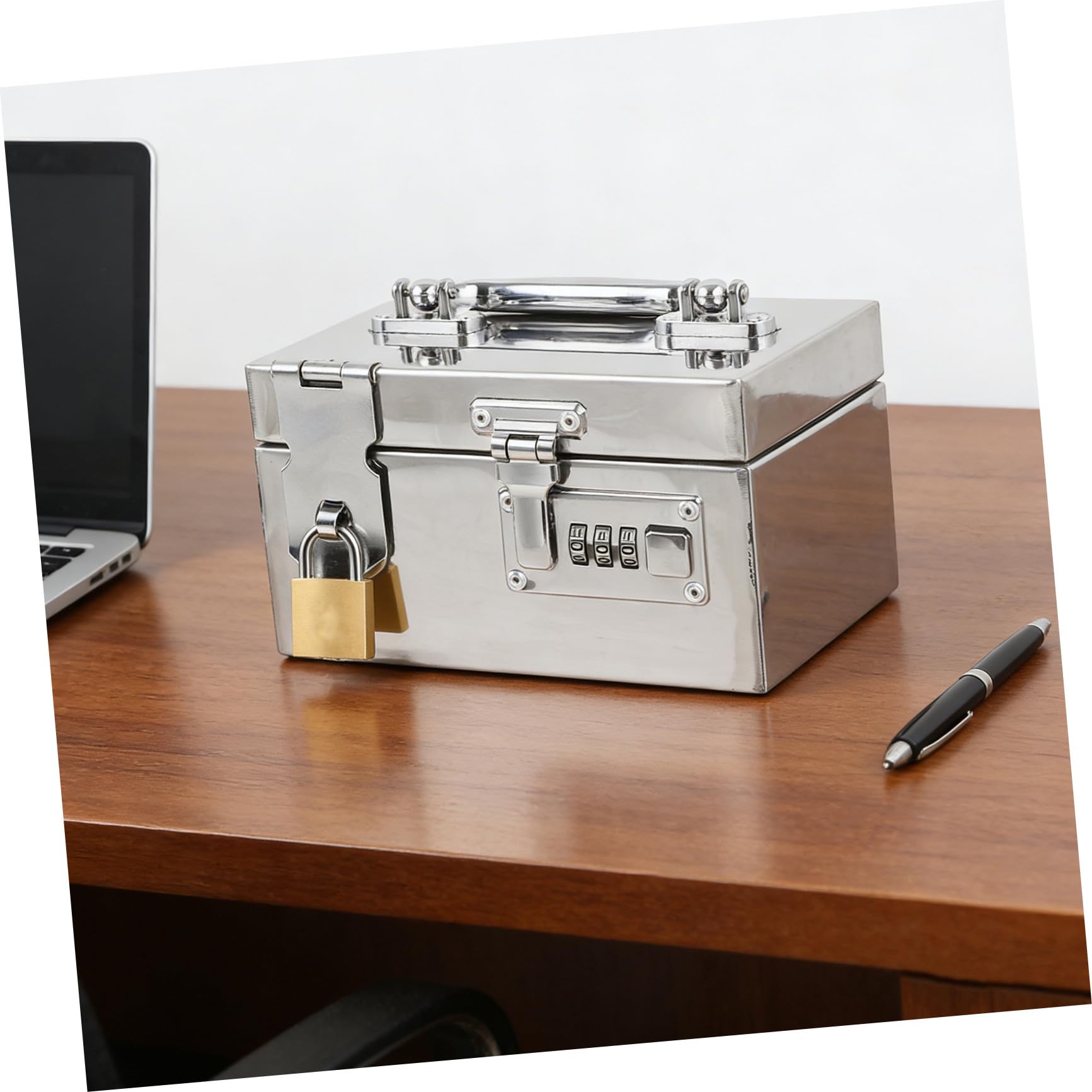 FRCOLOR Tirelire Incassable en Acier Inoxydable avec Grand Compartiment, Design Multifonctionnel et Double Protection, Maison Bureau