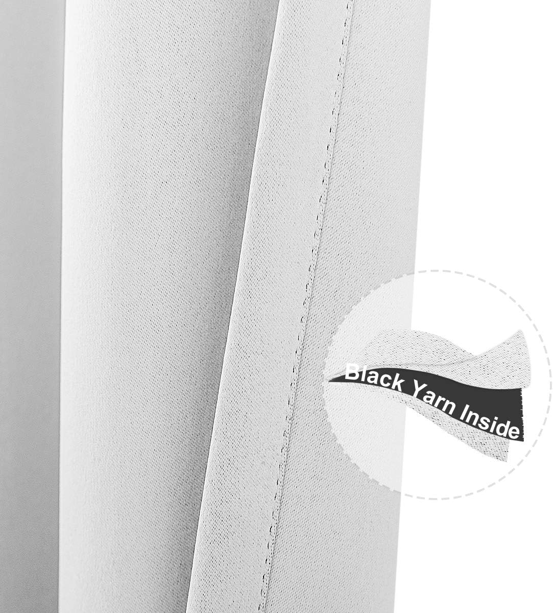 Vangao Greyish White Curtain 84 Inches Long for Living Room Bedroom Room Darkening Window Treatment Panel Triple Weave Moderate Blackout Drape Grommet Top 1 Panel