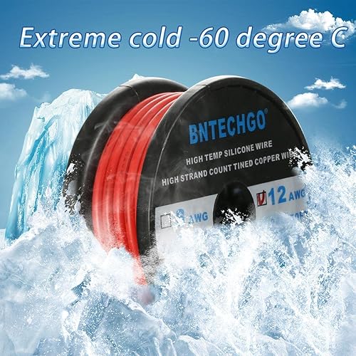 Miniatura 4 de BNTECHGO Bobina de alambre de silicona de calibre 12 de 50 pies rojo flexible de 12 AWG trenzado alambre de cobre estañado