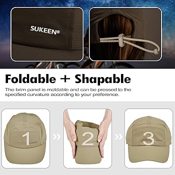 Sukeen Sonnenhut Damen Herren - Leichte Baseballkappe LSF 50+ Faltbar