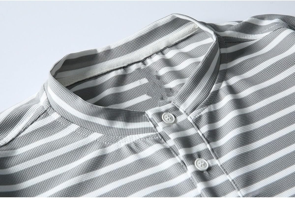 Men's Sweatshirt, Vintage Pullover Striped Henley Neck, Spring Fall Loose Fit