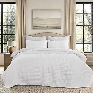 White king geometric box stitch quilt coverlet