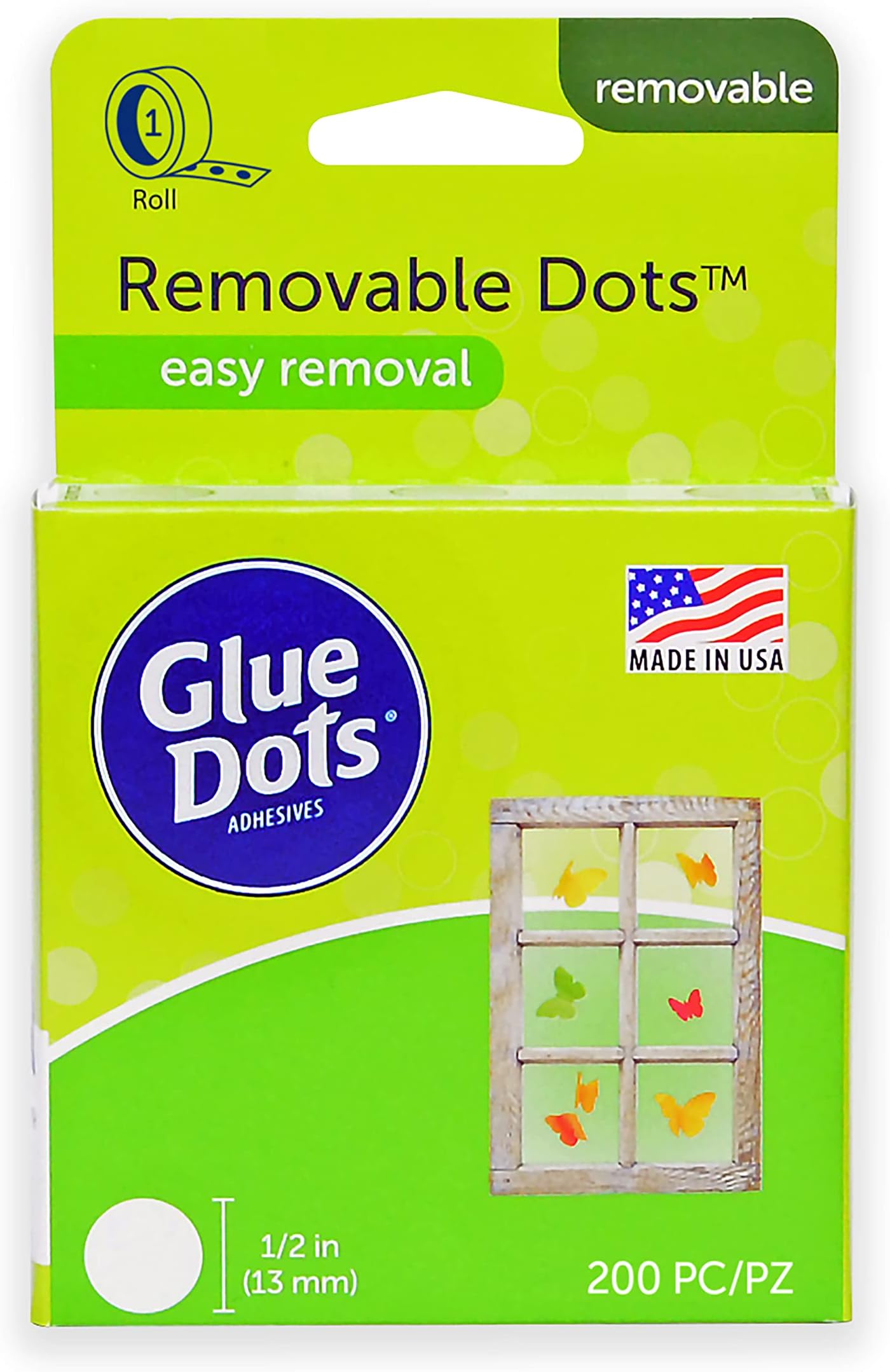 Removable Dots, Double-Sided, 1/2", .5 Inch, 200 Dots, DIY Craft Glue Tape, Sticky Adhesive Glue Points, Liquid Hot Glue Alternative, Clear
