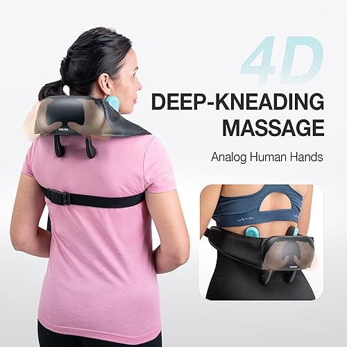 Miniatura 3 de Masajeador de cuello y hombros con calor, masaje Shiatsu 4D inalámbrico para amasar, almohada de masaje para cuello, espalda, pierna, regalos para