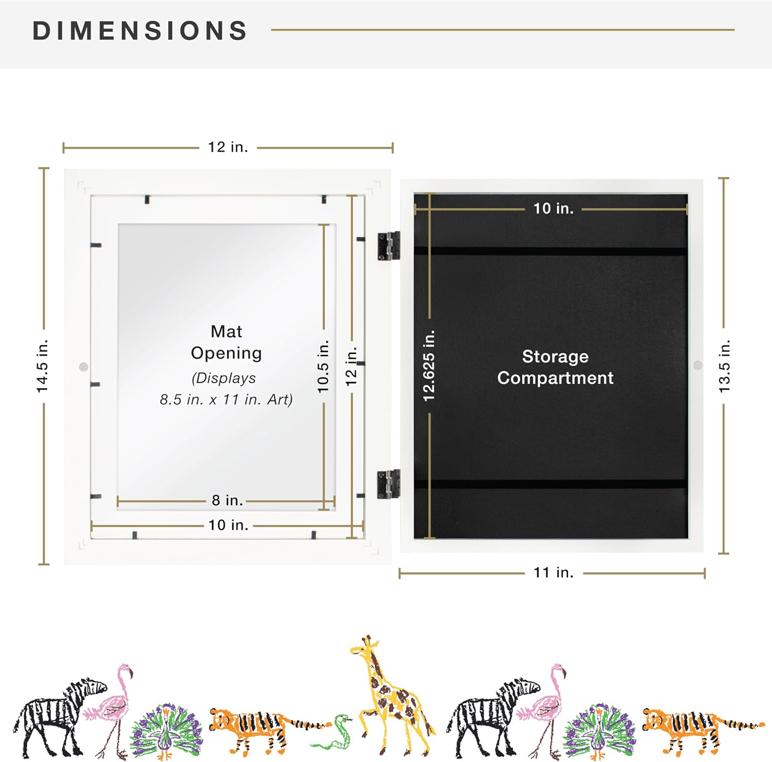 MCS Kids' Artwork Frame, 10x12.5 Inch with 8.5x11 Inch Mat, White