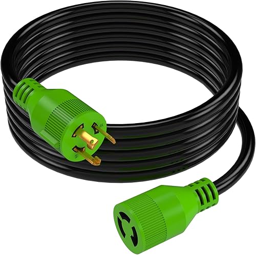 RVMATE Cable de extensión para generador de 3 clavijas y 30 amperios, 20 pies, NEMA L5-30PL5-30R 125V SJTW Jacket
