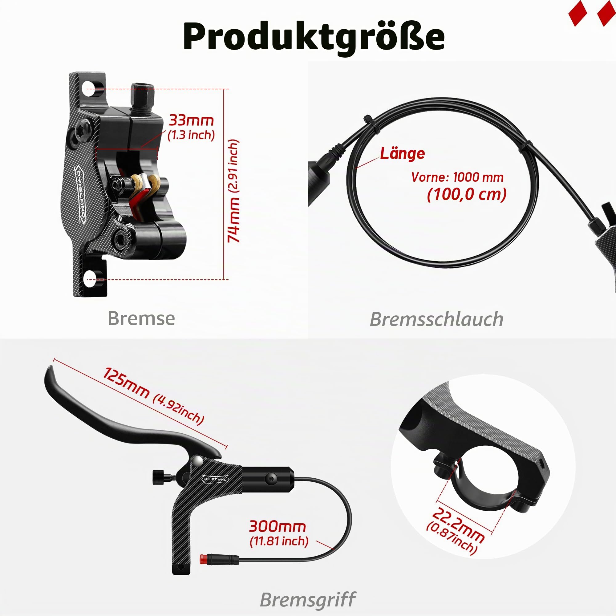 LD-200 2-Kolben-Hydraulik-Scheibenbremsen-Set für E-Bike, hydraulische 2-polige Bremskit, hydraulische Bremskit（mit Montagewerkzeugen und Schrauben）