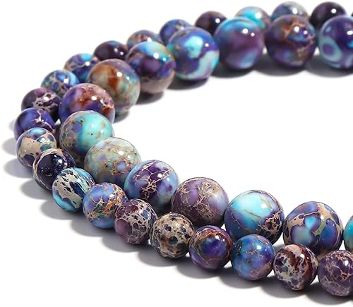 Youngbling Cuentas de piedras preciosas naturales para la fabricación de joyas, jaspe imperial azul marino pulido redondo liso pulido de 0.394