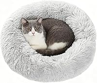Vista 1 de Cat & Dog Beds for Small Dogs Round Cat Beds for Indoor Cats Pet Bed for Puppy and Kitten with Slip-Resistant Bottom Plush Donut Cat Bed, Small