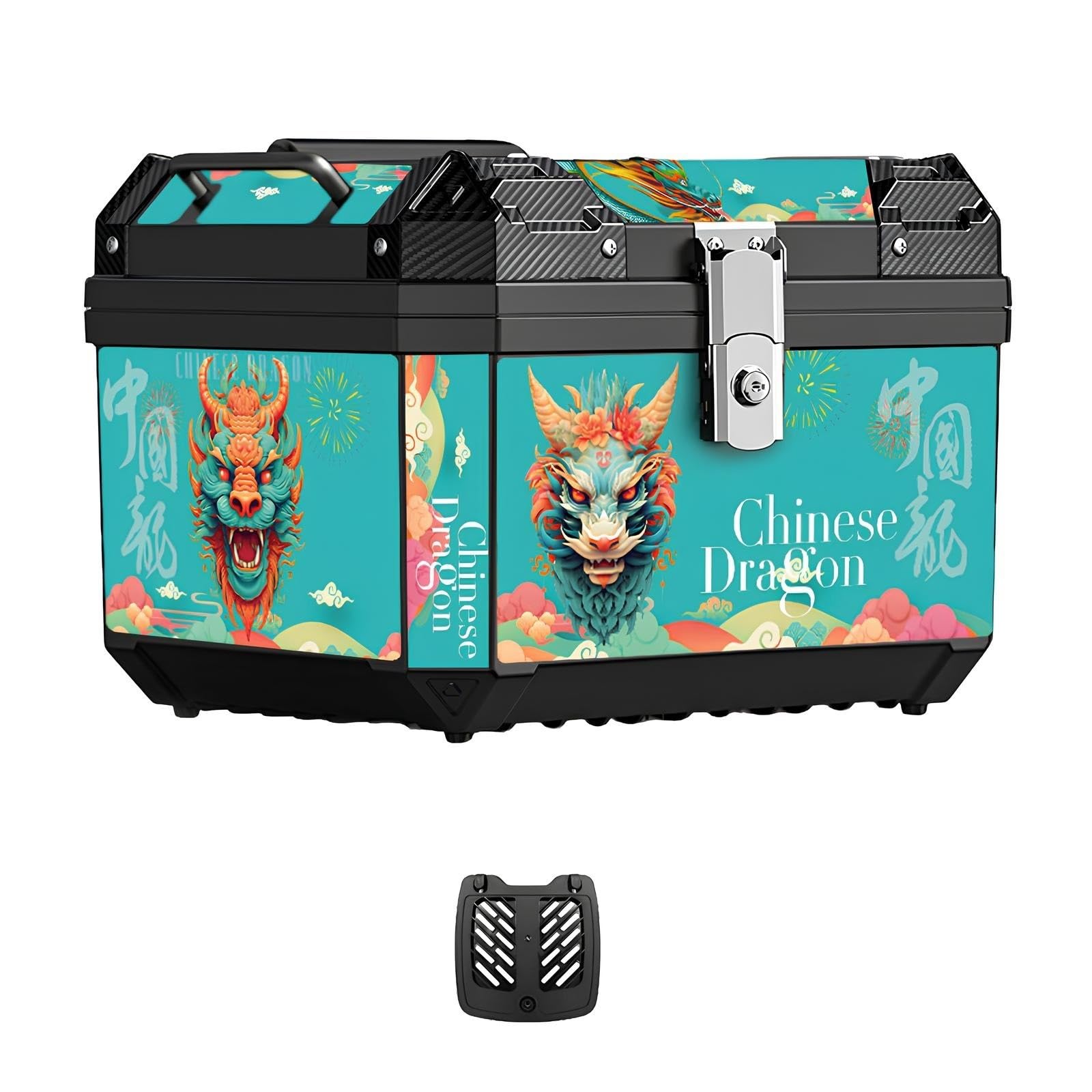 Top Case Moto 48L con Placa De Montaje Incluida, Maletero De Moto Rígido Impermeable, Espacio Suficiente para Casco Integral, Diseño para Desplazamiento Diario(48L B1)