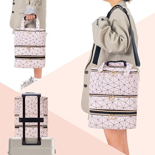 Miniatura 16 de Uross Bolsa organizadora de esmalte de uñas con capacidad para 42 botellas de esmalte de uñas y lámpara de uñas, organizadores de esmalte de uñas