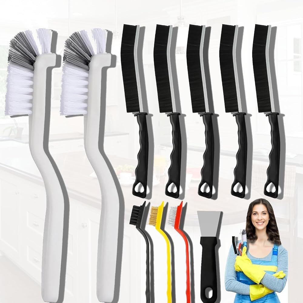 11 Pack Cleaning Brush Set for Kitchen and Bathroom Gap Crevice Stove Sink Window Track Household Cleaning Tools