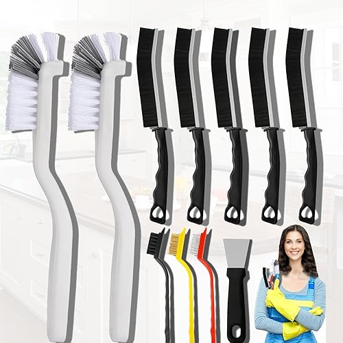 11 Pack Kitchen Cleaning Brush Set Stove Range Hood Scrub Brushes Crevice Detail Grout Brush Scraper Tool for Home