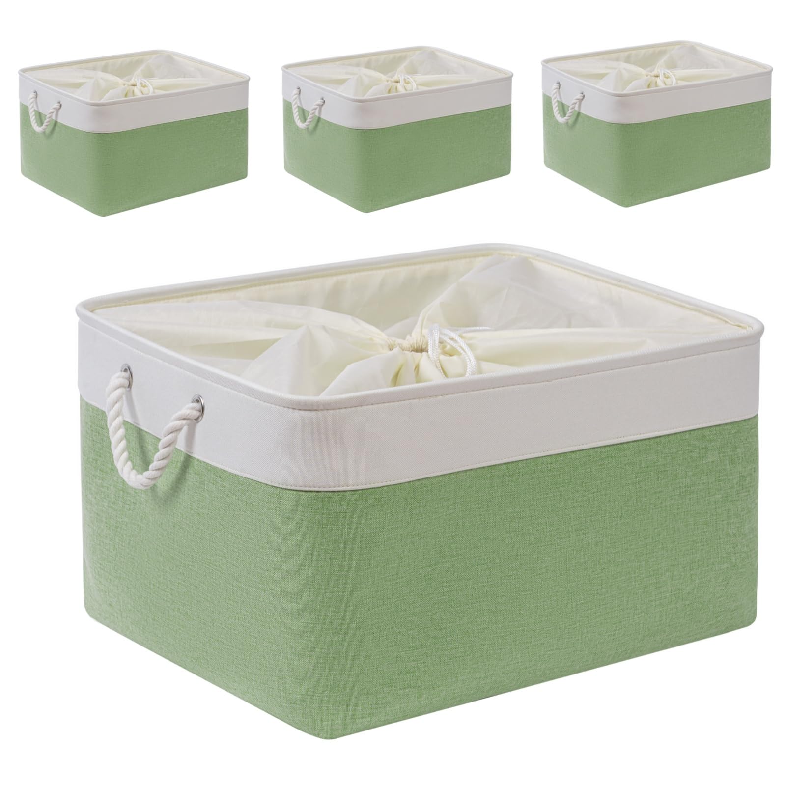 SOCOHOME Fabric Storage Box, Jumbo Storage Basket with Handles and Drawstring for Clothes Shelves Closet Wardrobe Home, Wear-Resistant and Reinforced(XXL, 4 Pack)