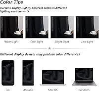 Vista 7 de Guken - Cortinas de lino negro de 108 pulgadas de largo para sala de estar, dormitorio, juego de 2 paneles, bolsillo para barra, cortinas