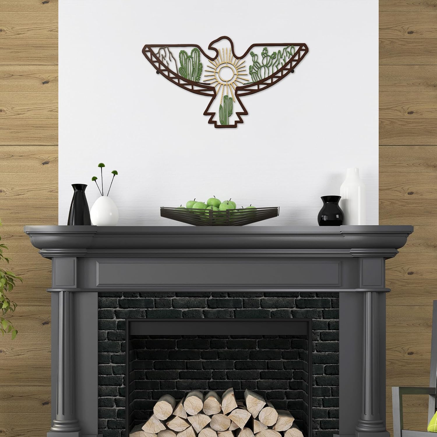 Lounsweer Aztec Metal Eagle Wall Decor Southwestern Wall Art Native American Farmhouse Metal Framed Eagle Western Home Decor for Bedroom Living Room(Colorful)