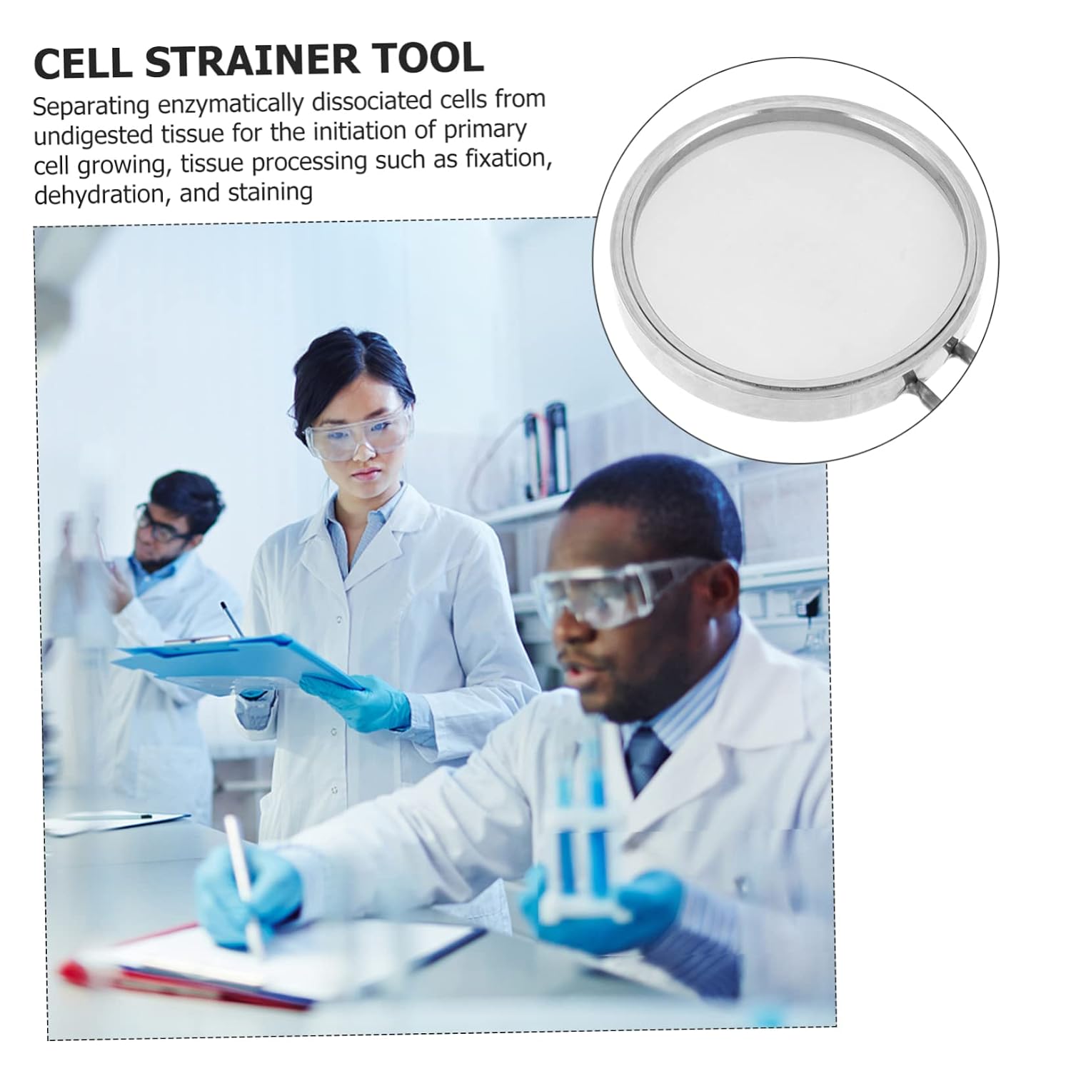 CHILDWEET 2pcs 200 Wire Mesh Strainer 200 Mesh Cell Filter Stainless Steel Test Sieve Tool Lab Equipment Handle