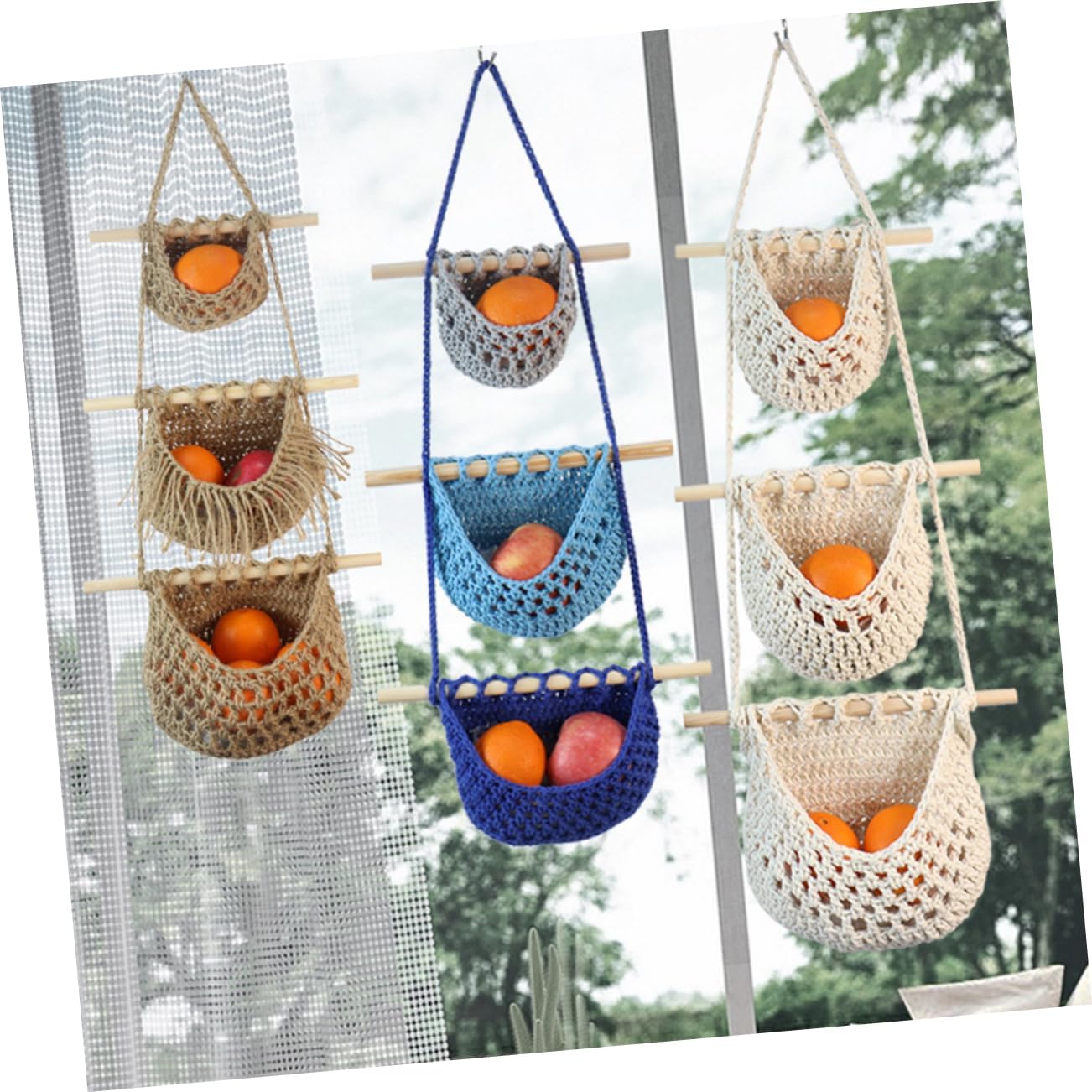 Space-saving Wall Mount Fruit Vegetable Basket Hanging Basket Kitchen Decor Fruit Bowl