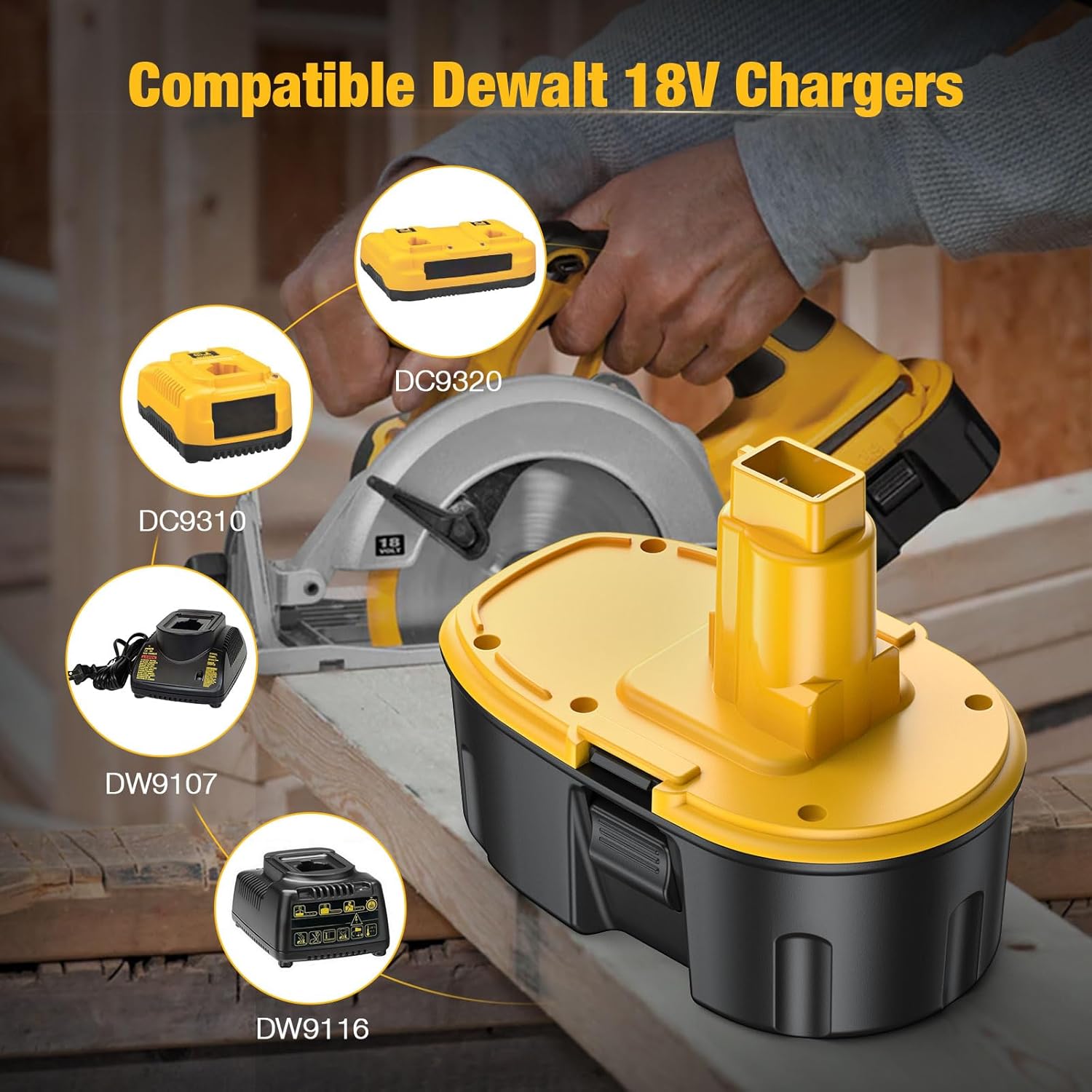 RYIBME 4.6Ah 18V DC9096 Battery -Compatible with Dewalt 18V Battery DC9098 DC9099 DW9095 DW9096 DW9098 DE9038 Dewalt Battery Cordless Power Tools