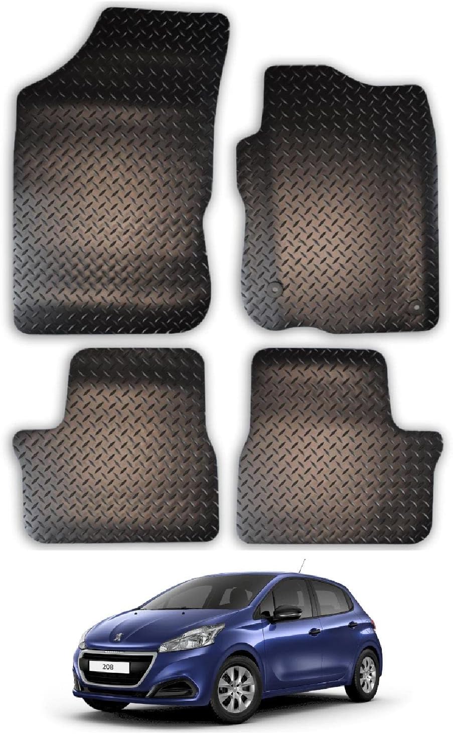 Car Mats for Peugeot 208 (20122020) Tailored Fit Rubber Floor Mat Set