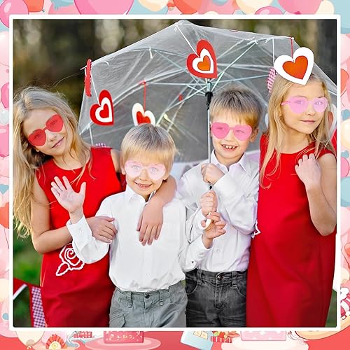 Vista 14 de Kathfly Paquete de 30 lentes en forma de corazón para niños con tarjetas del día de San Valentín, regalos de fiesta de San Valentín a granel