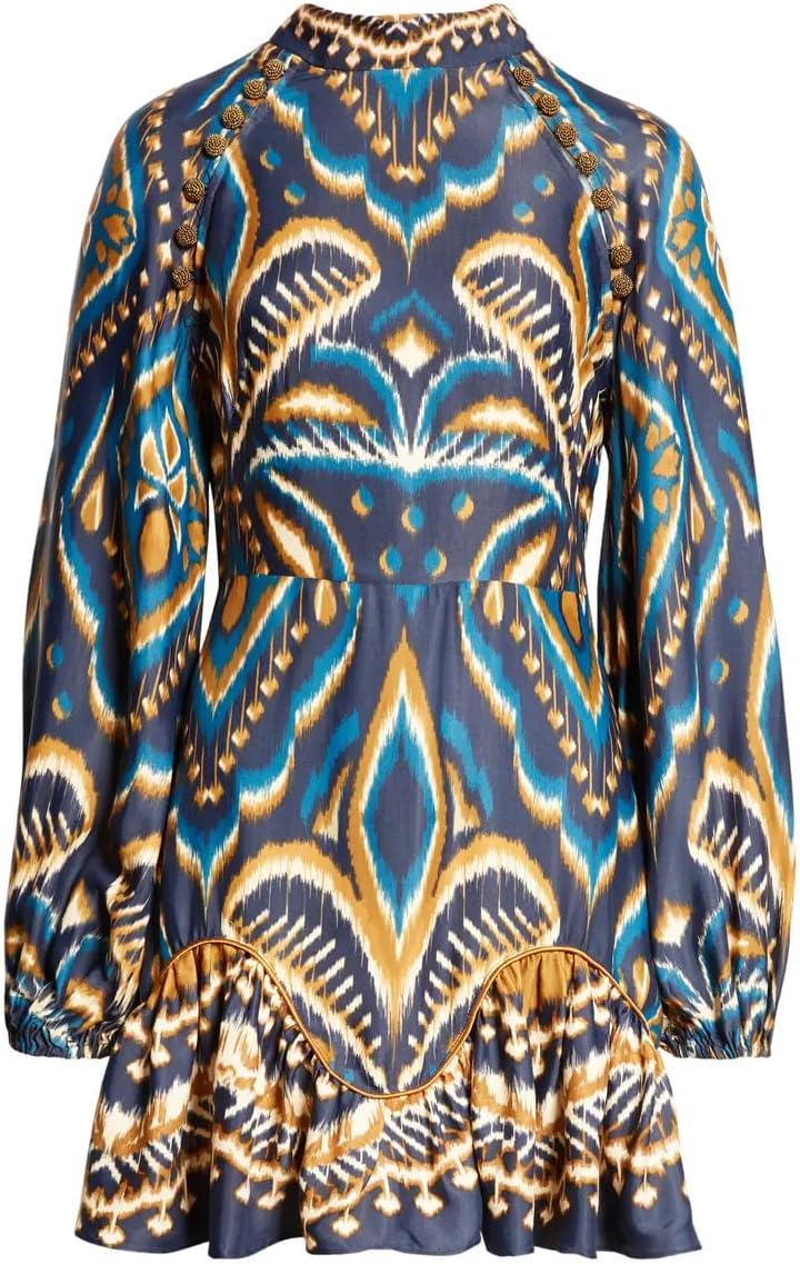 FARM Rio Women's Ikat Print Long Sleeve Satin Mini Dress at Amazon