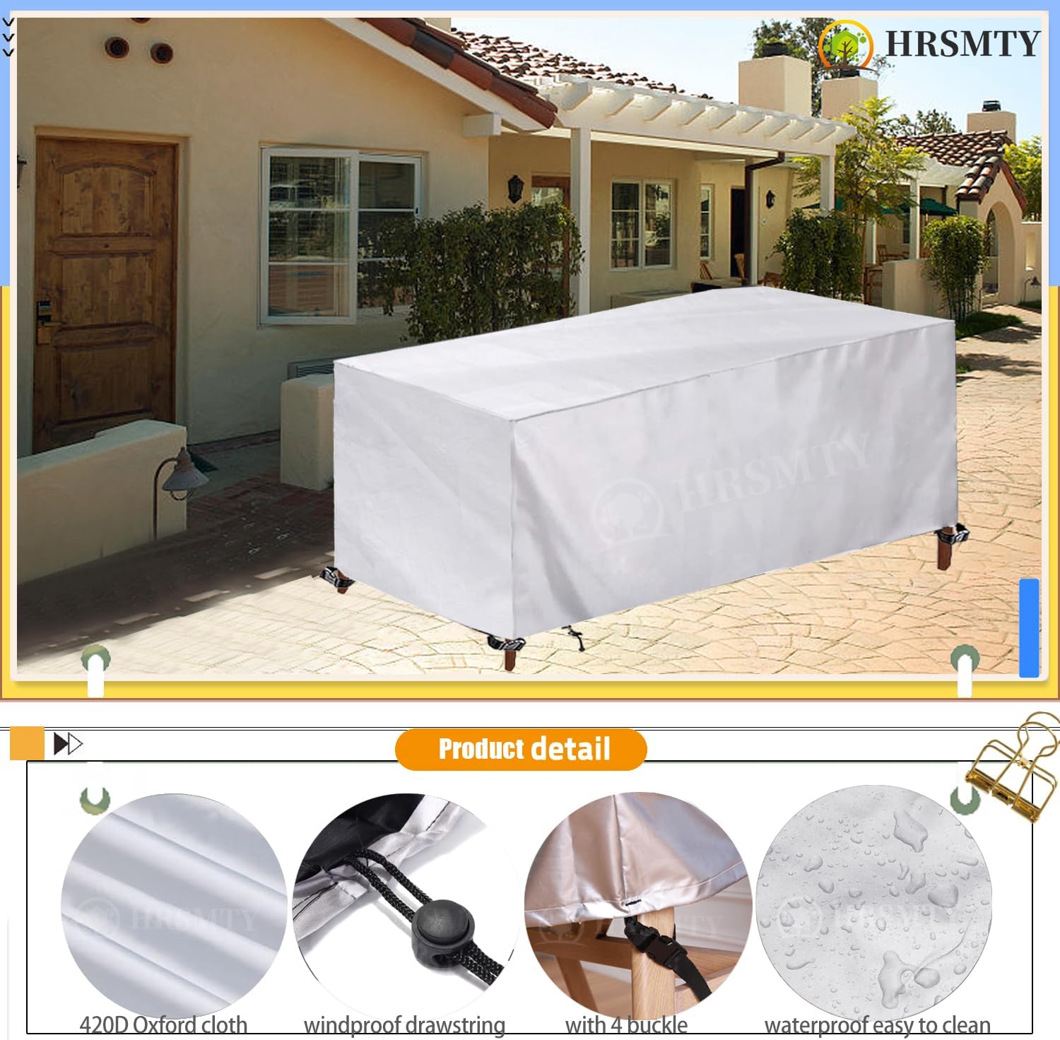 Garden Furniture Covers, Waterproof Outdoor Patio Table Chairs Set Cover 420D Oxford Fabric Windproof UV-Resistant Dining Furniture Covers, for Winter Outside