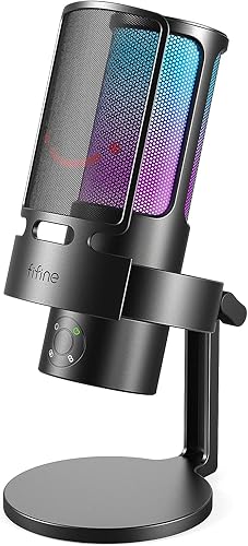Miniatura 10 de FIFINE USB Streaming Gaming Microphone, PC Condenser Desktop Mic for Video, Home use, YouTube, with RGB Control, Gain Knob, 3.5mm Headphone Jack,