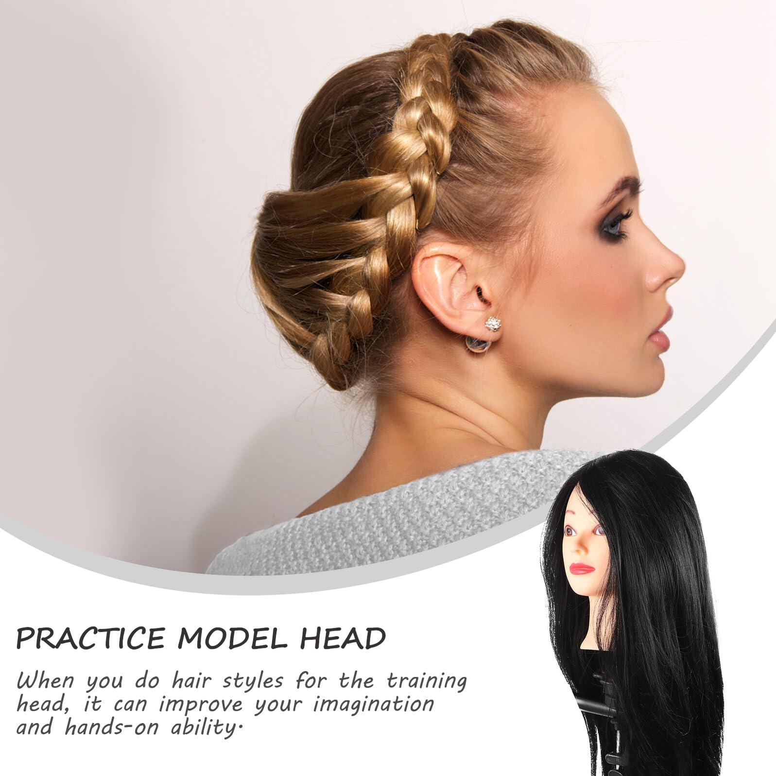 Ipetboom Tête de Mannequin pour Coiffure Matériel Entraînement pour Cheveux Support de Coiffure pour Tresses et Boucles