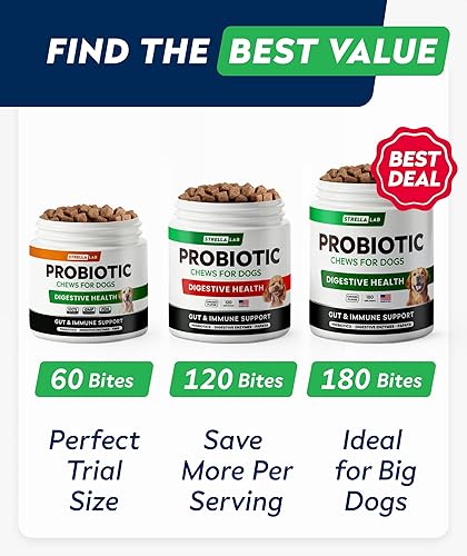 Miniatura 6 de STRELLALAB Probióticos para perros para la salud digestiva y enzimas  Diarrea, gases, alivio del malestar estomacal y alergias de temporada