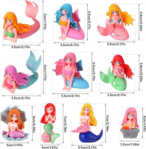 Miniatura 6 de 10 mini figuras de sirena, pintadas a mano, lindas figuras en miniatura de sirena para decoración de jardín, decoración de pasteles y paisajes