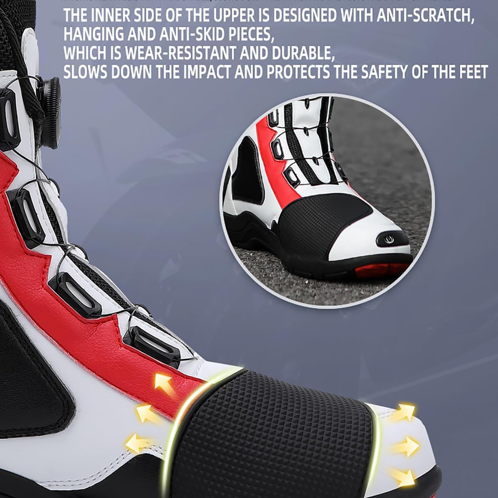 Botas De Moto (Tallas 37-47), con Hebilla Elástica para Poner Y Quitar Fácilmente, Resistentes A Los Impactos Y Al Desgaste, Ideales para Carreras, Turismo Y Deportes. Black-43