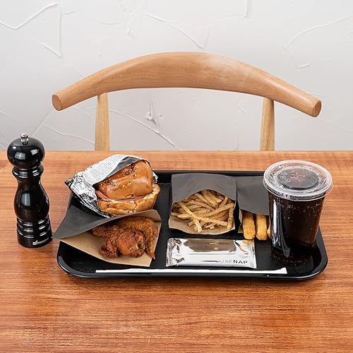 Miniatura 3 de Restaurantware Bandejas de comida rápida de 12 x 16 pulgadas, 10 bandejas rectangulares de plástico para servir – Bandejas de plástico negro
