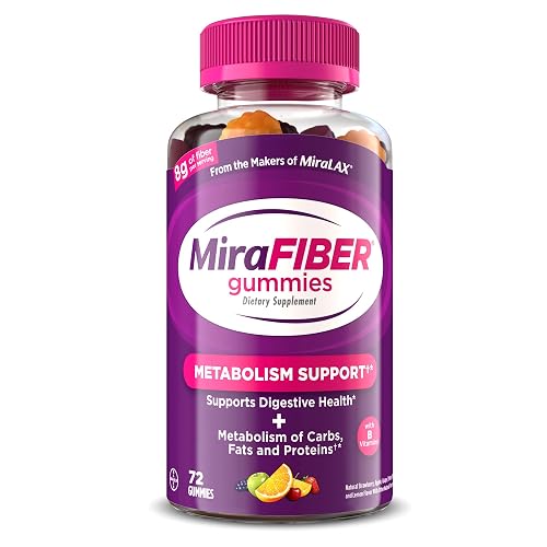 MiraFIBER Gummies, From The Makers of MiraLAX, Fiber to Support Your GLP-1 Journey, 8g Per Serving, Gut Health for Men & Women, Prebiotic Fiber Gummies for Adults, Mixed Fruit Flavor 72Ct