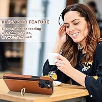 Vista 6 de Folosu Funda compatible con iPhone 14 con soporte para tarjetas, rotación de 360°, soporte de anillo de dedo con función atril, bloqueo RFID