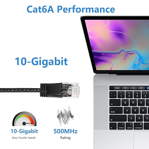 Miniatura 4 de SinLoon Cable Ethernet CAT6A, cable de red de alta velocidad de 10 Gbps 500 MHz, cable de red LAN de PVC suave, par trenzado UTP para PC, enrutador,