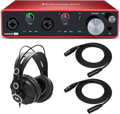 Focusrite Scarlett 4i4 3rd Gen 4x4 Usb Audio Interface Bundle Bundle Mit Knox Kopfhorer Und 2 Xlr Kabel 3 Stuck Amazon De Musikinstrumente Dj Equipment