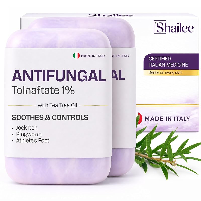 Sabonete em barra Shailee com óleo de tea tree, eucalipto e tolnaftato 1% — Pacote com 2