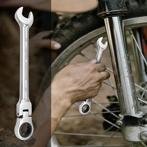 Miniatura 7 de HARSKIYER Llave de trinquete de cabeza flexible de 0.866 in, llave de trinquete métrica, llave de trinquete reversible, llave combinada de trinquete