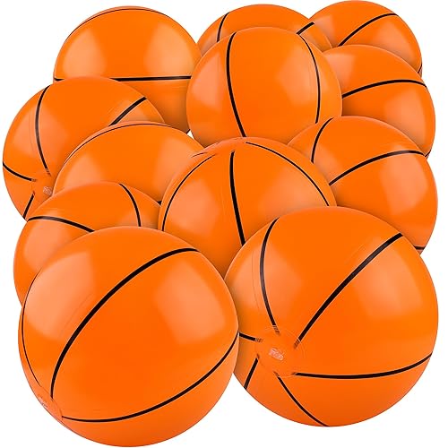 durony 12 Pieces Basketball Beach Ball 11 Inch Inflatable Basketball