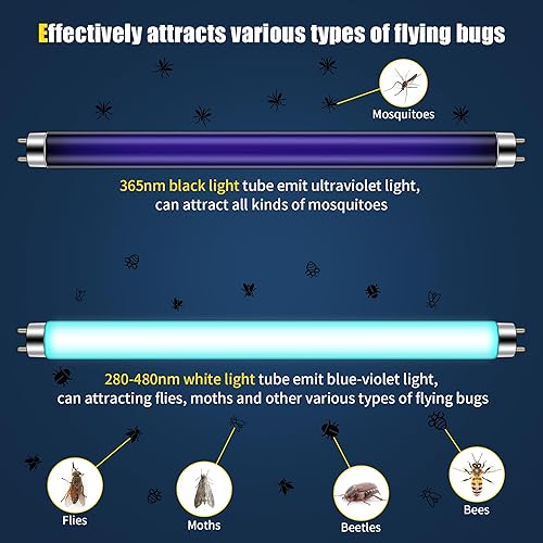 Miniatura 3 de Qualirey T8 - Bombillas de repuesto para exterminador de insectos de 10 W, para exterminador de insectos electrónico de 20 W, atrae eficazmente a la