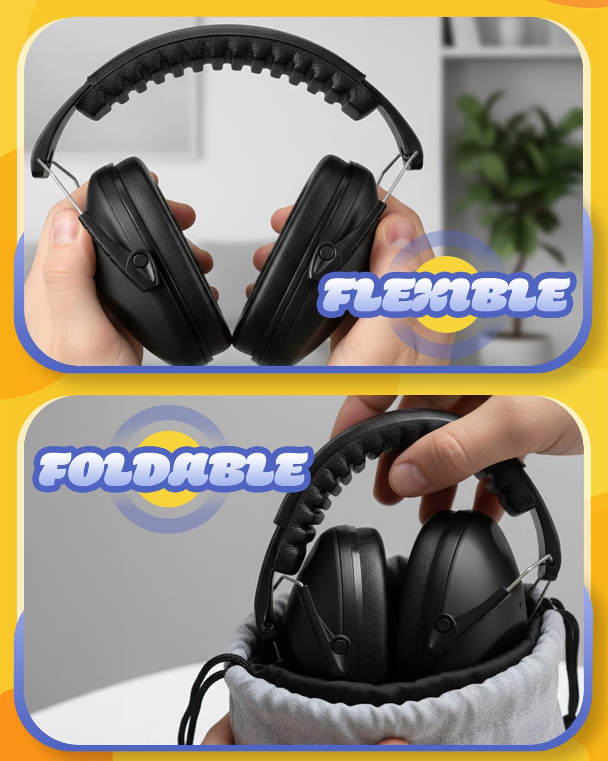 Lorrtta Cuffie antirumore per bambini – Cuffie antirumore regolabili e confortevoli per bambini, cuffie leggere insonorizzate per studio, sonno, viaggi e supporto sensoriale