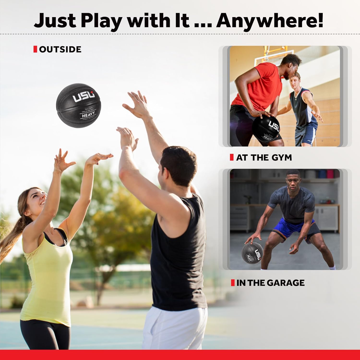 USU Weighted Training Basketball | 3 lb Heavy | Size 7 (29.5") & Size 6 (28.5") | Durable Indoor & Outdoor Basketball for Men, Women & Youth