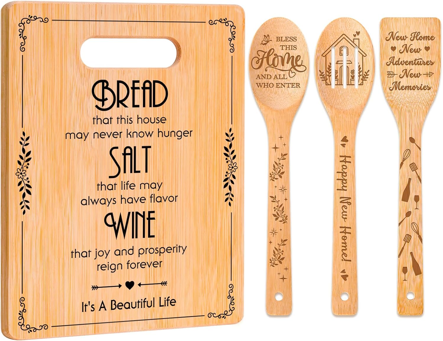 LUMELOOM House Warming Gifts New Home - Bamboo Cutting Board Set