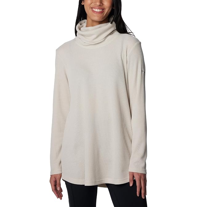 Columbia Womens Holly Hideaway Waffle Cowl Neck Pullover Dark Stone Large