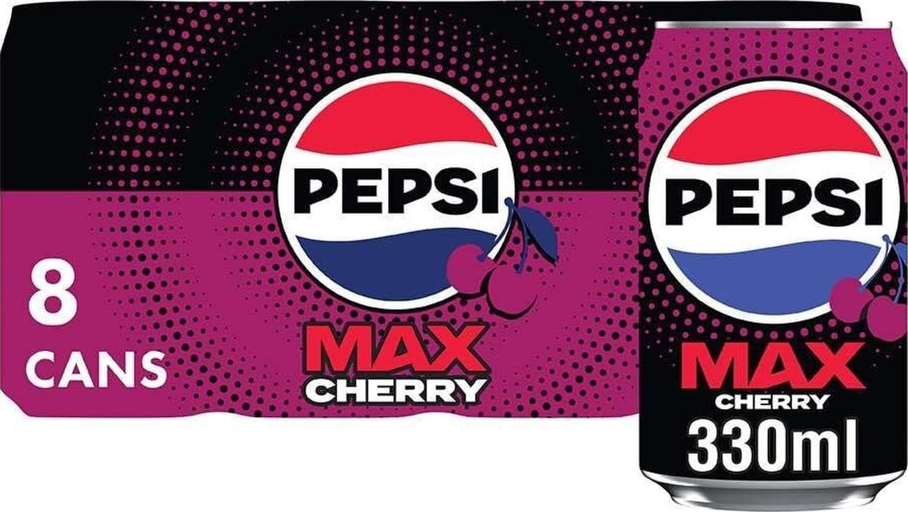 Pepsi Max Cherry Maximum Cherry Cans, 8 x 330ml