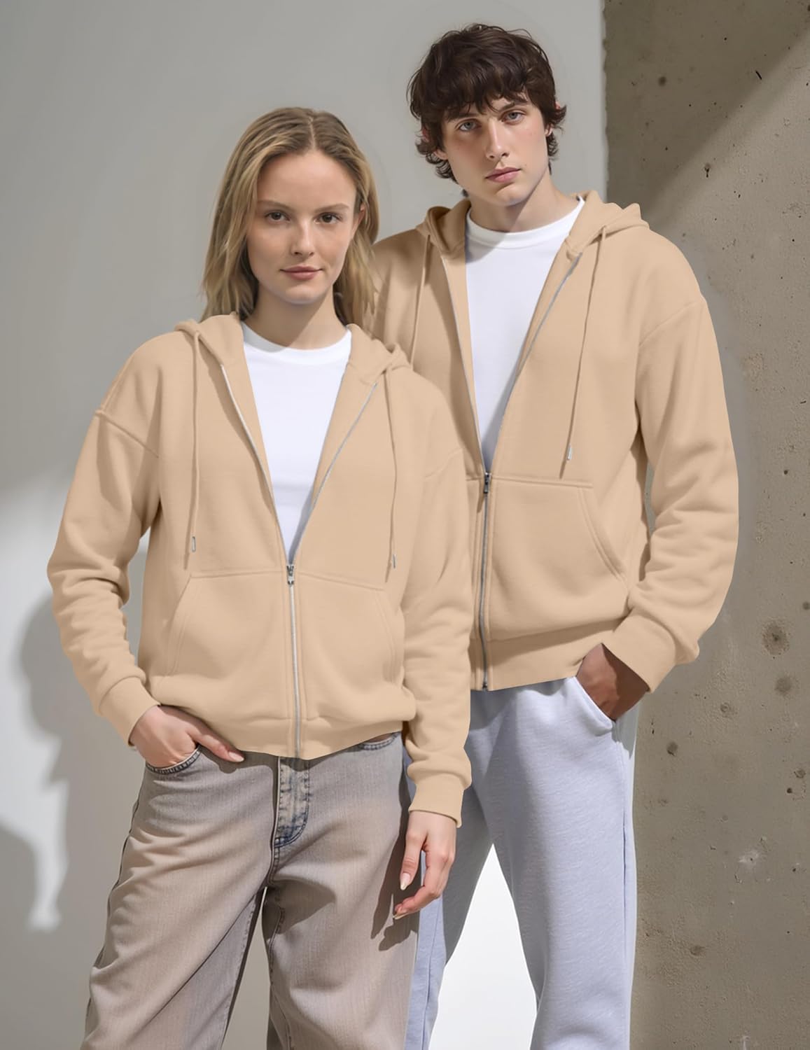 JMIERR Mens Full Zip Casual Cotton Hooded Fleece Drawstring Hoodies Pullover Sweatshirts Casual Long Sleeve Shirts - Image 6