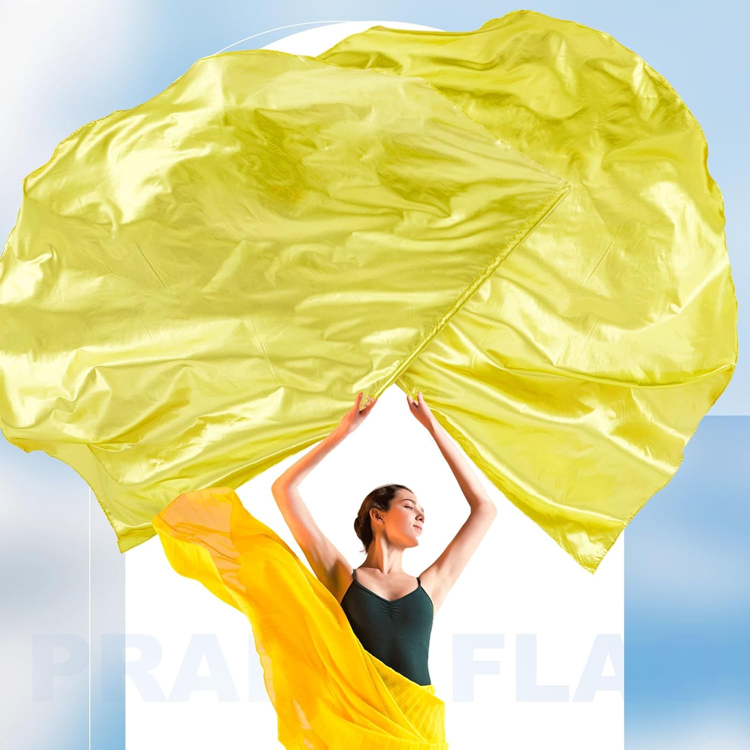 Jetec 2 Pcs 74"x55" Worship Flags for Dance Church Praise Dance Flag with Flexible Rod Semicircle Angel Wing for Outdoor Stage Performance Religious Activities(Gold,Solid Color)
